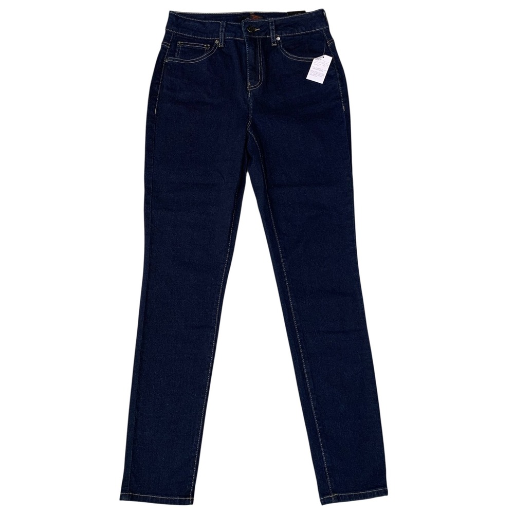 Earl Jean Womens 6 Dark Wash Slim Straight Denim‎ High Rise Stretch Jeans NEW